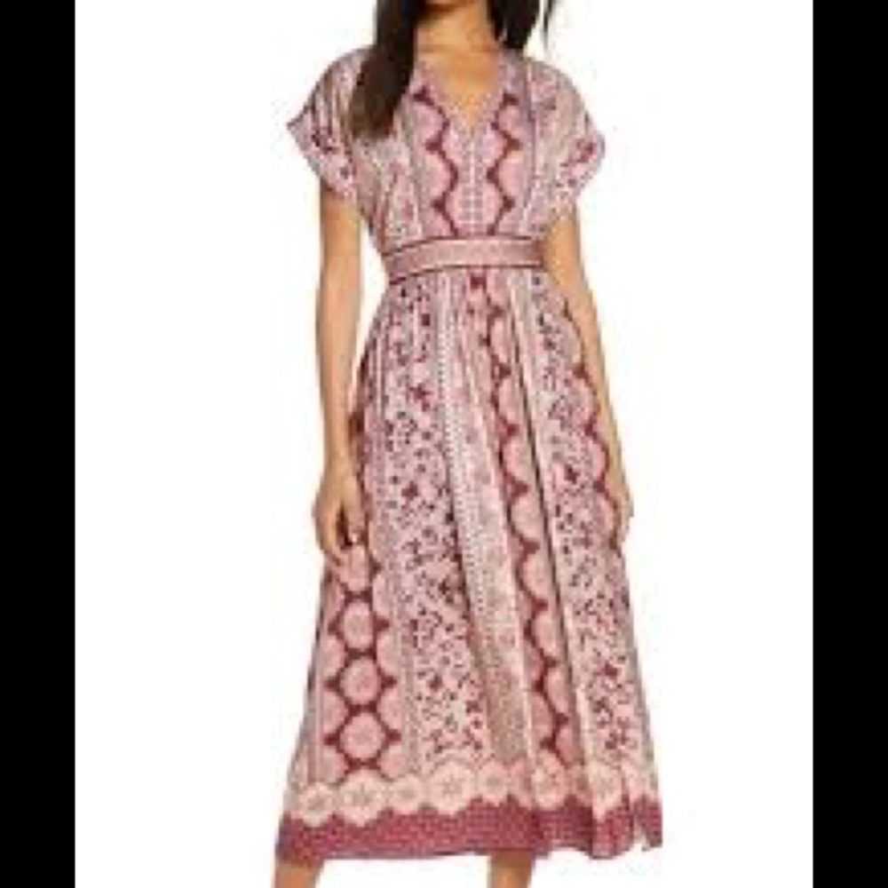 Gal Meets Glam Liza Print Charmeuse Midi Dress No Flaws Gently used. Worn 1x